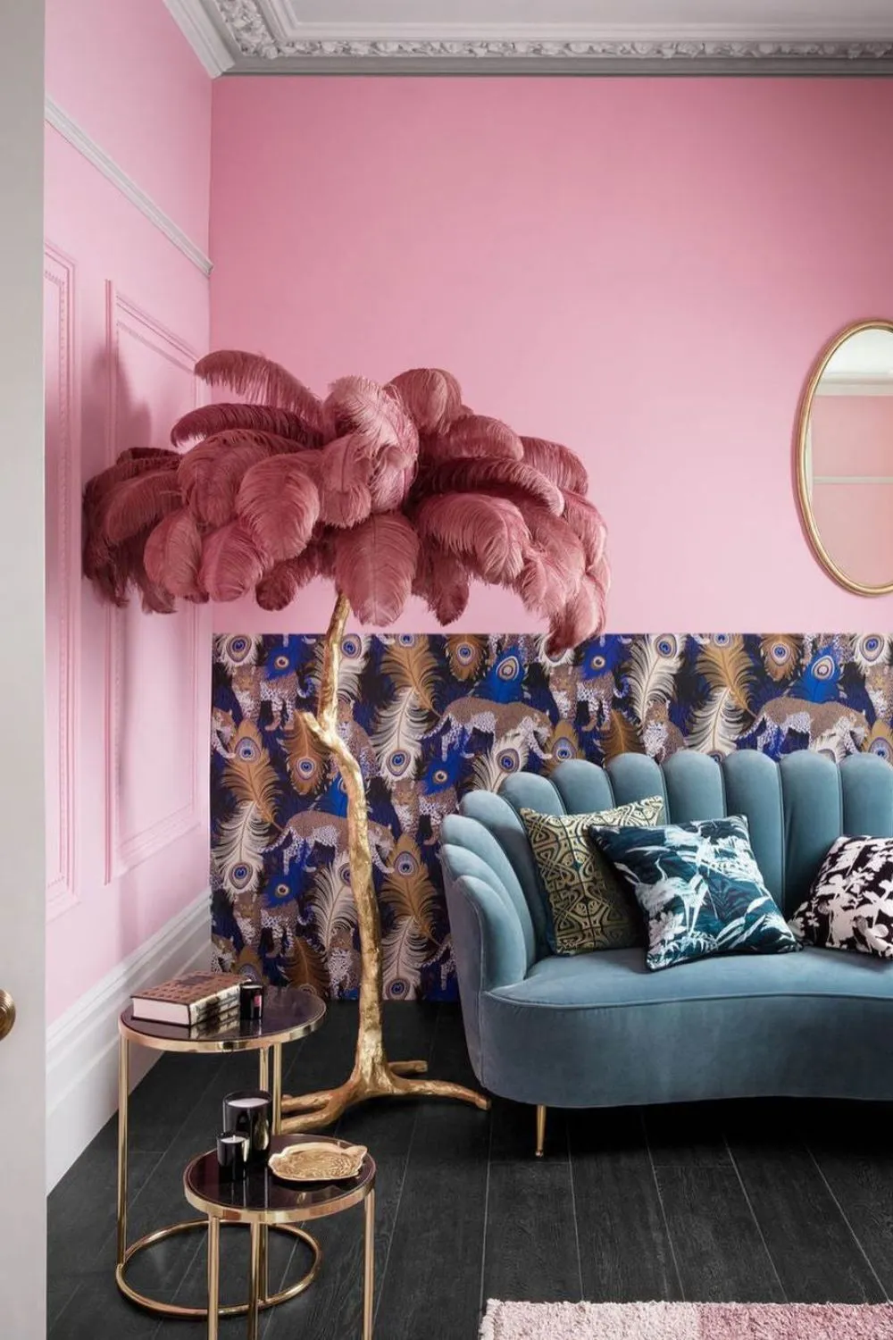 Brass Ostrich Feather Floor Lamp