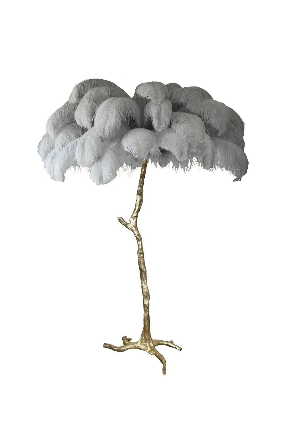 Brass Ostrich Feather Floor Lamp