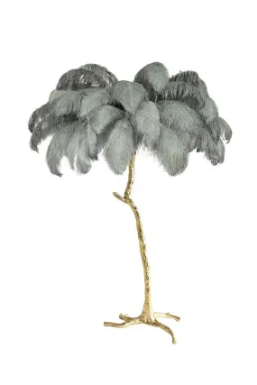 Brass Ostrich Feather Floor Lamp