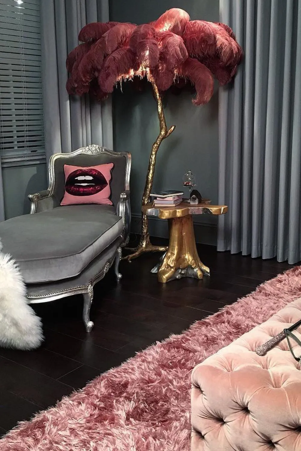 Brass Ostrich Feather Floor Lamp