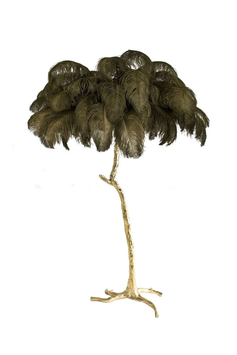 Brass Ostrich Feather Floor Lamp