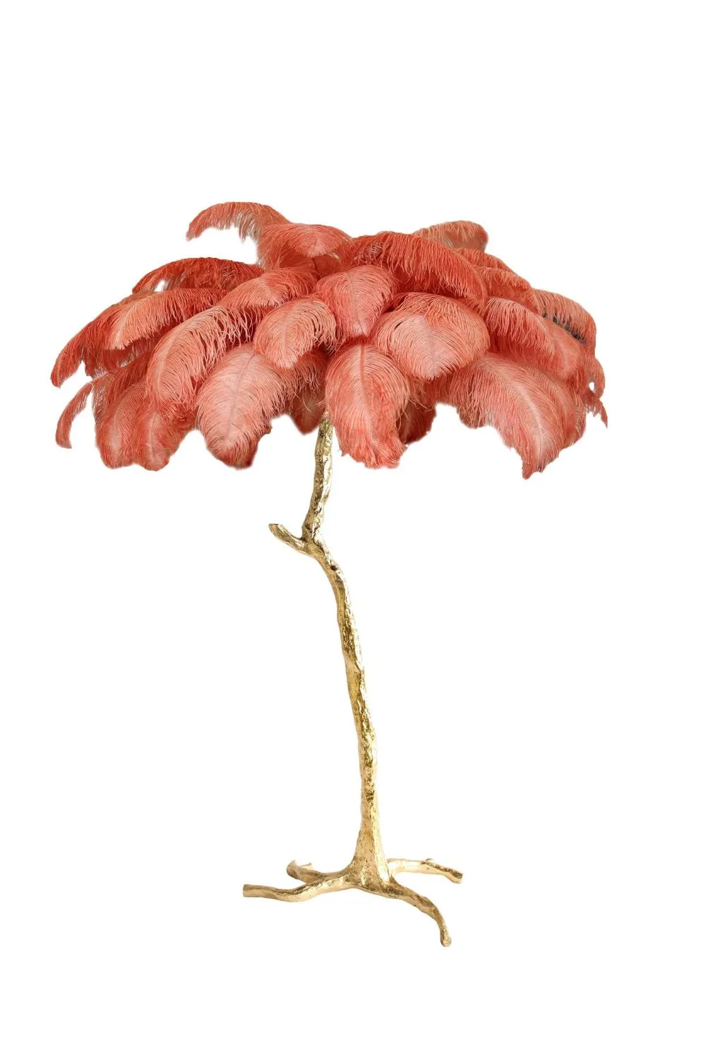 Brass Ostrich Feather Floor Lamp
