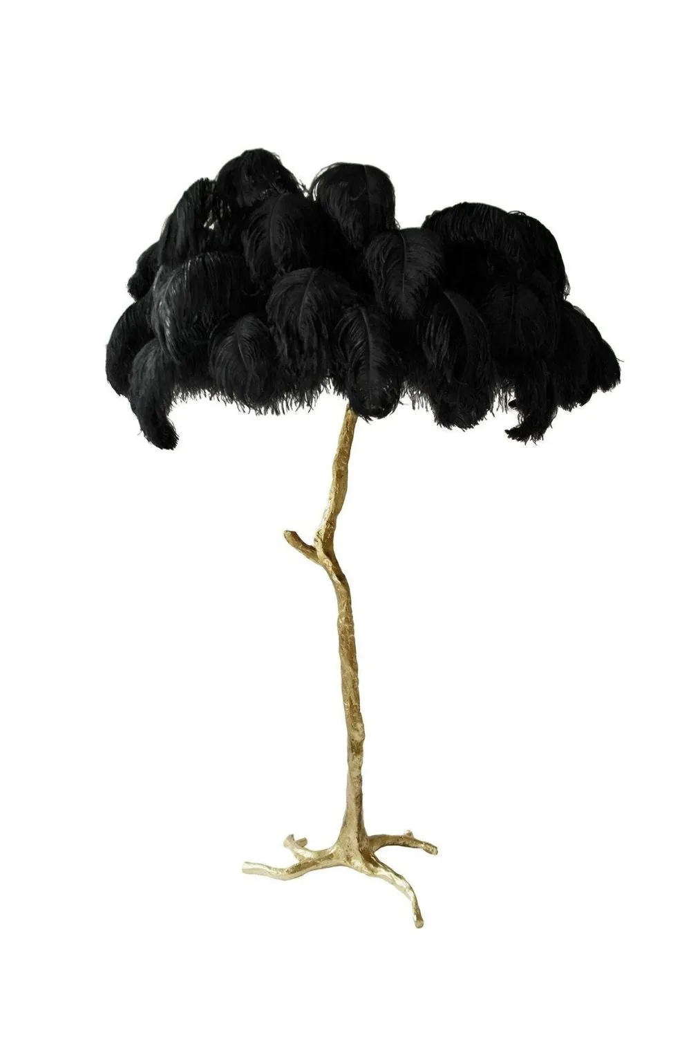 Brass Ostrich Feather Floor Lamp