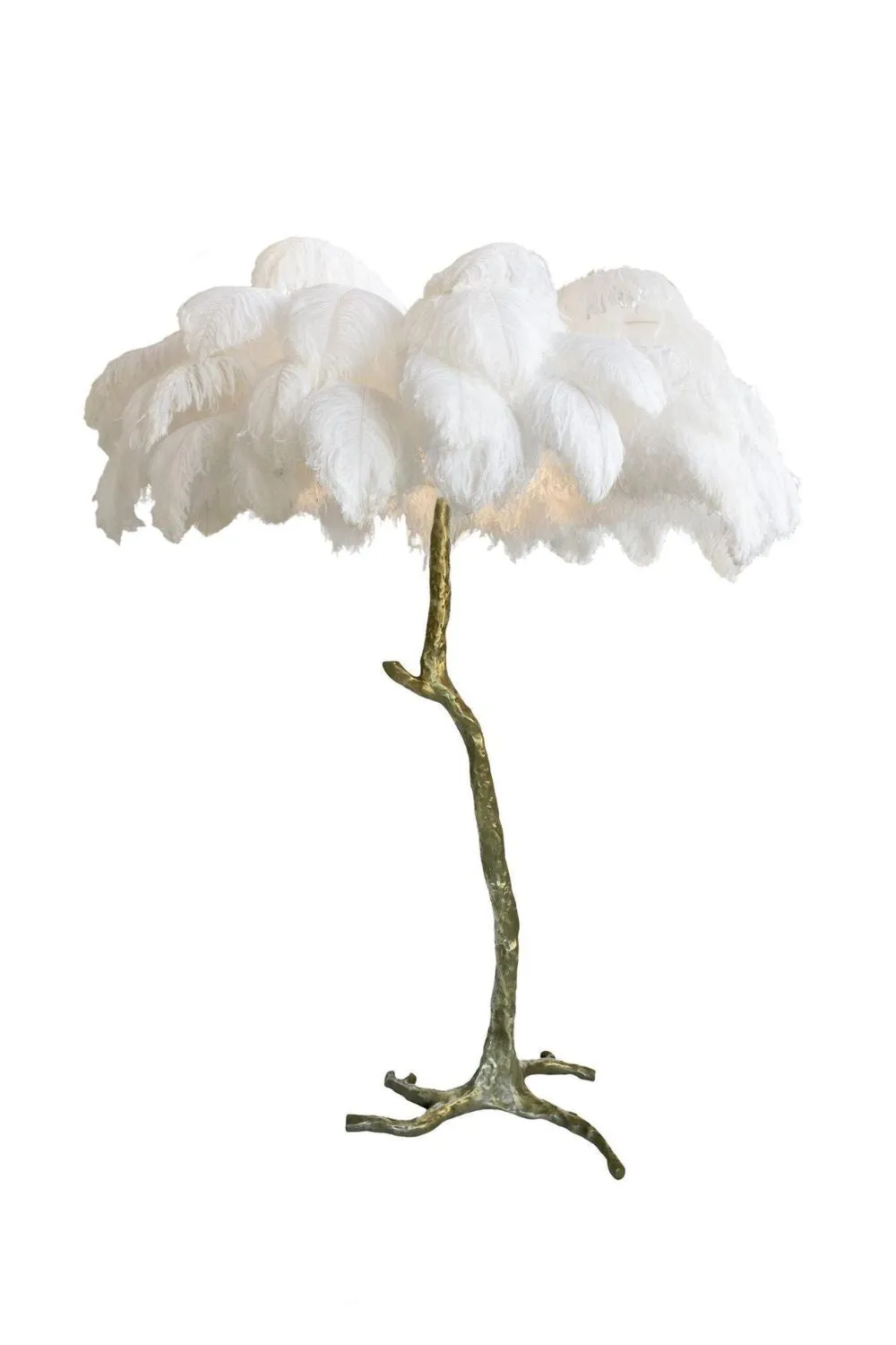 Brass Ostrich Feather Floor Lamp
