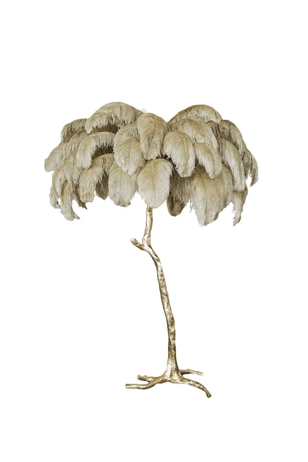 Brass Ostrich Feather Floor Lamp