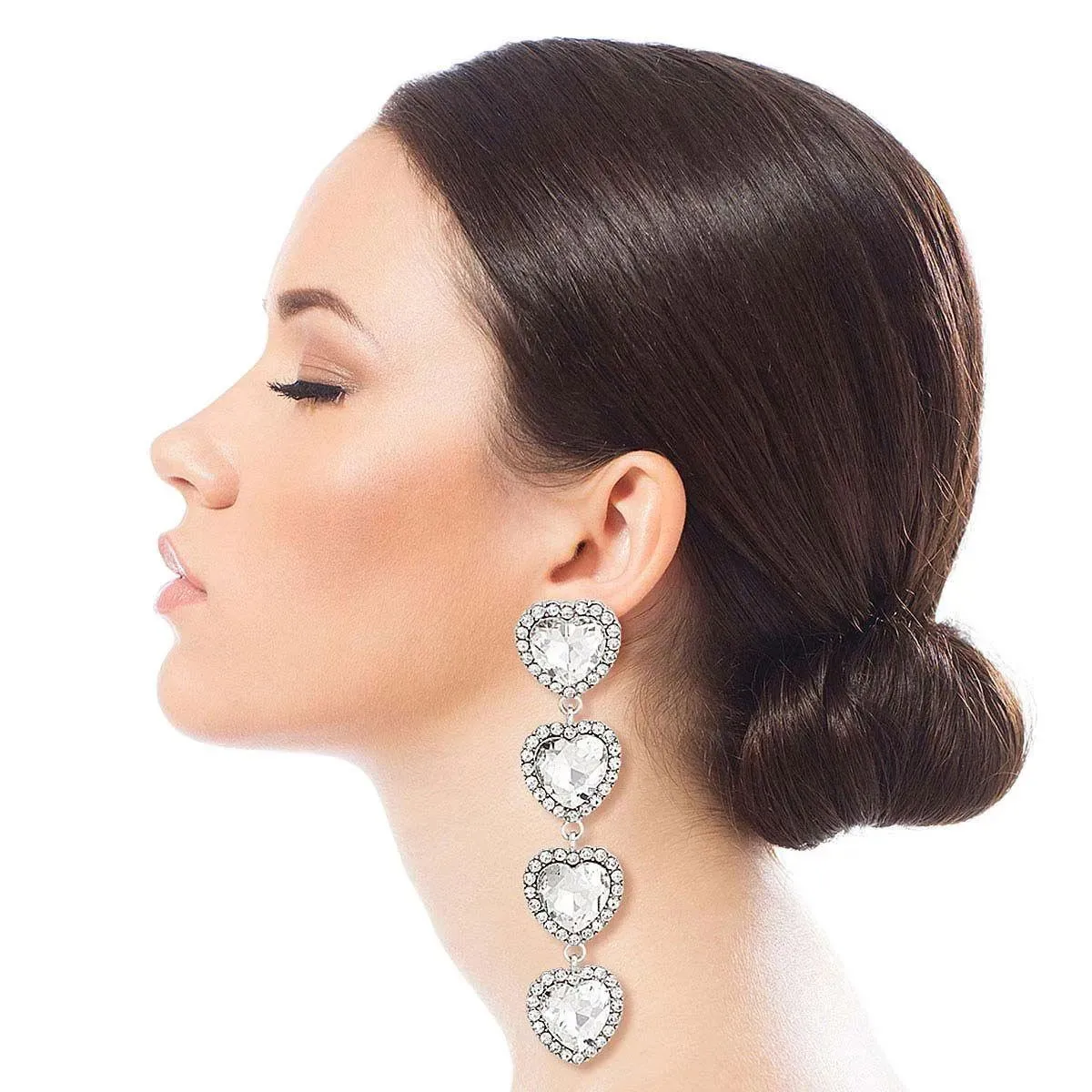 Brilliant Sweetheart Linear Statement Drop Earrings