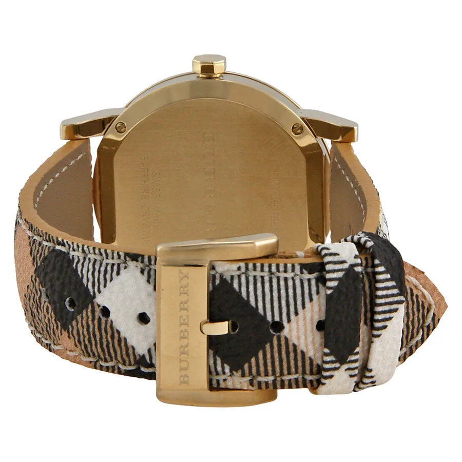 Burberry The City Champagne Dial Haymarket Check Strap Unisex Watch BU9026