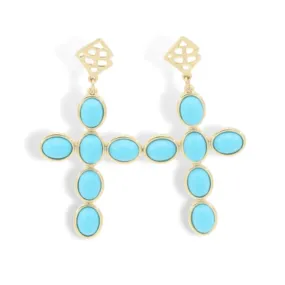 Cabochon Cross Earrings