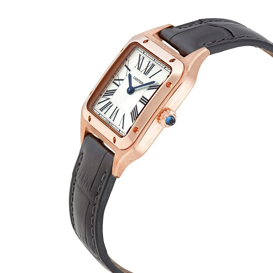 Cartier Santos-Dumont 18kt Rose Gold Silver Dial Ladies Small Watch WGSA0022