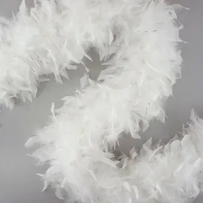 Chandelle Feather Boa with Lurex - Heavyweight  - White/Silver Lurex