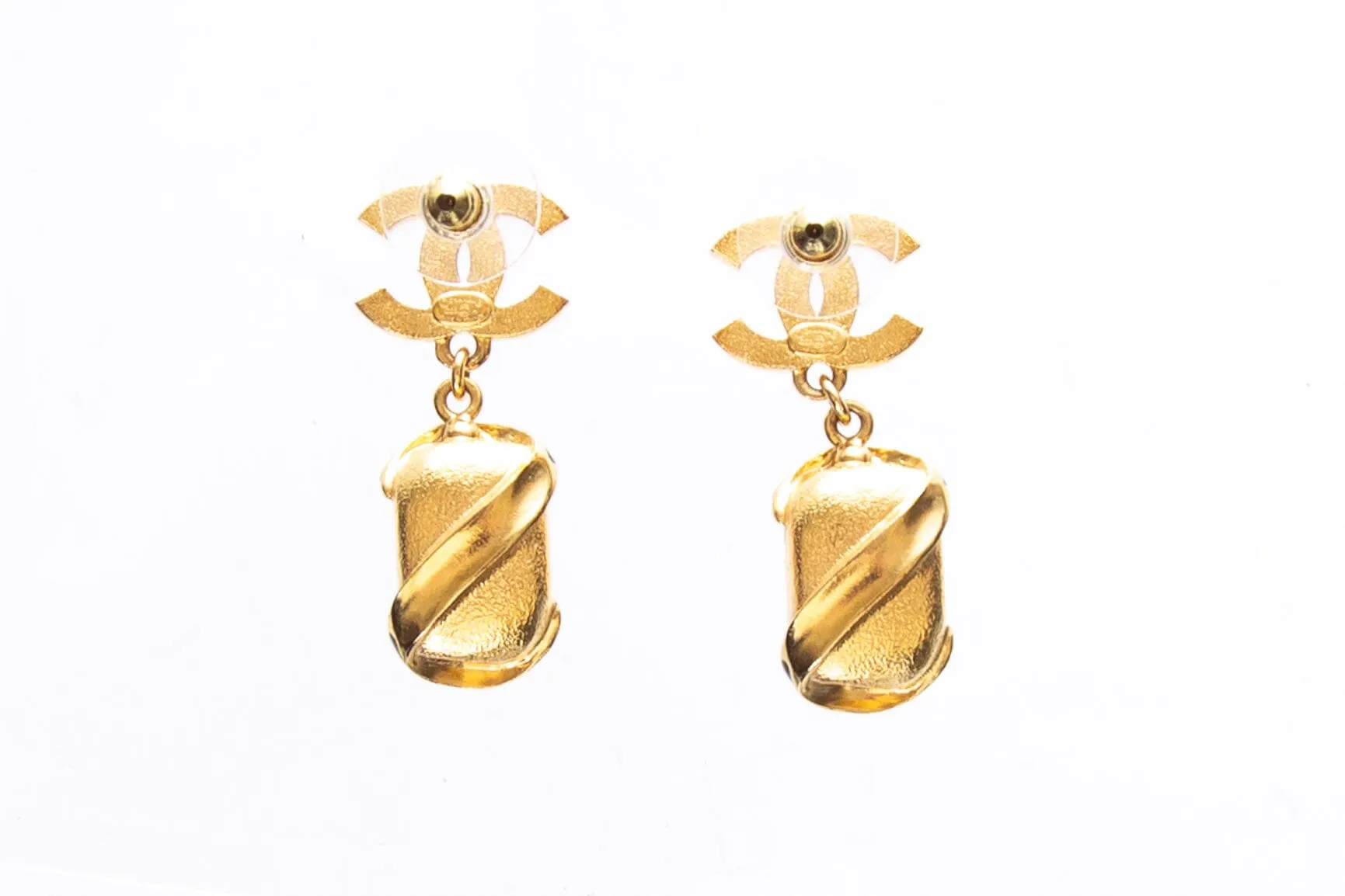 Chanel 2022 Gold CC Crystal Drop Earrings