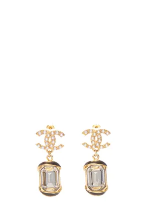 Chanel 2022 Gold CC Crystal Drop Earrings