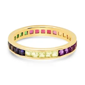 CHANNEL SET RING, RAINBOW STONES