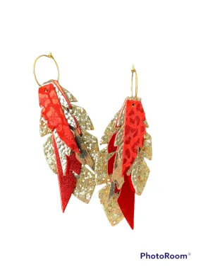 Chiefs Multicolor and Texture Stacked Feather Earrings