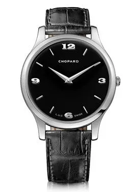 Chopard L.U.C Classic XP Black Dial White Gold Leather Men's Watch 161902-1001