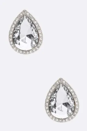 Clip On Crystal Teardrop Earrings