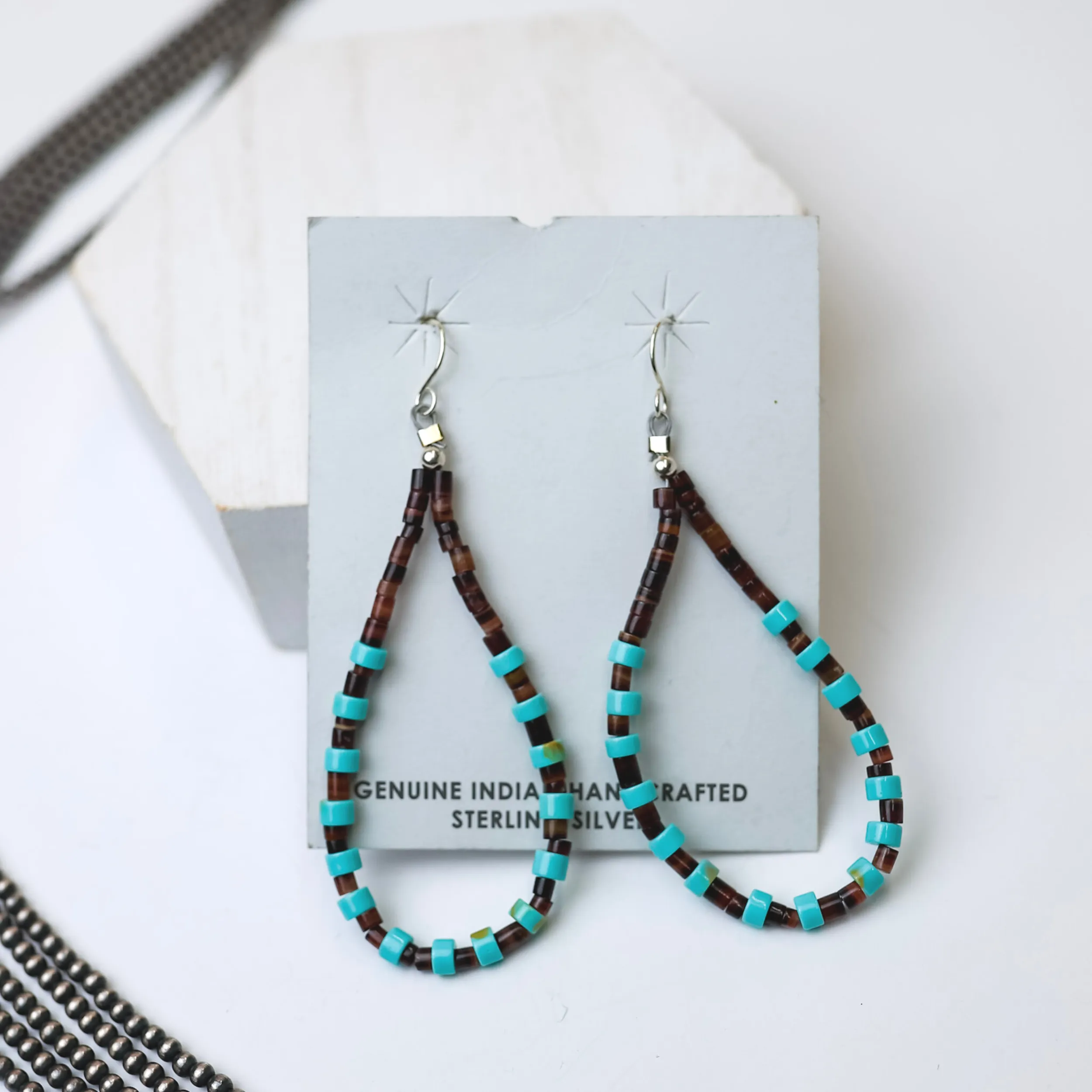 Corraine Smith | Navajo Handmade Turquoise Bead Teardrop Earrings