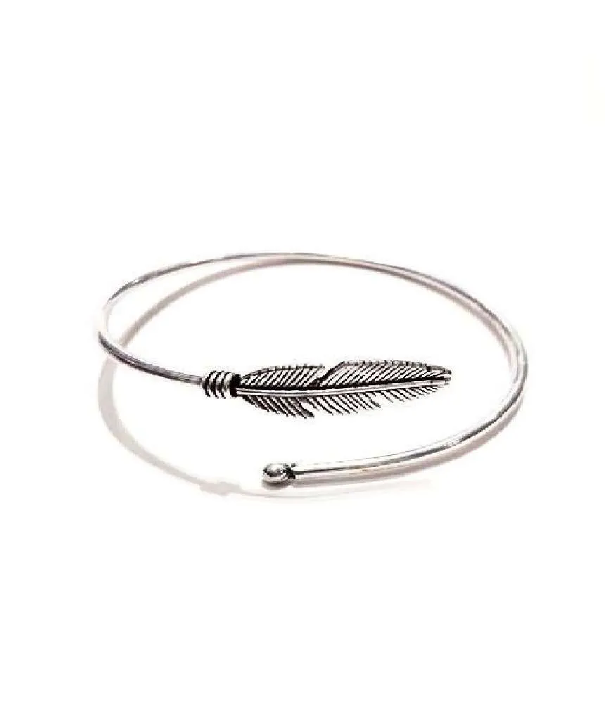 Curl Up Feather Bangle Bracelet