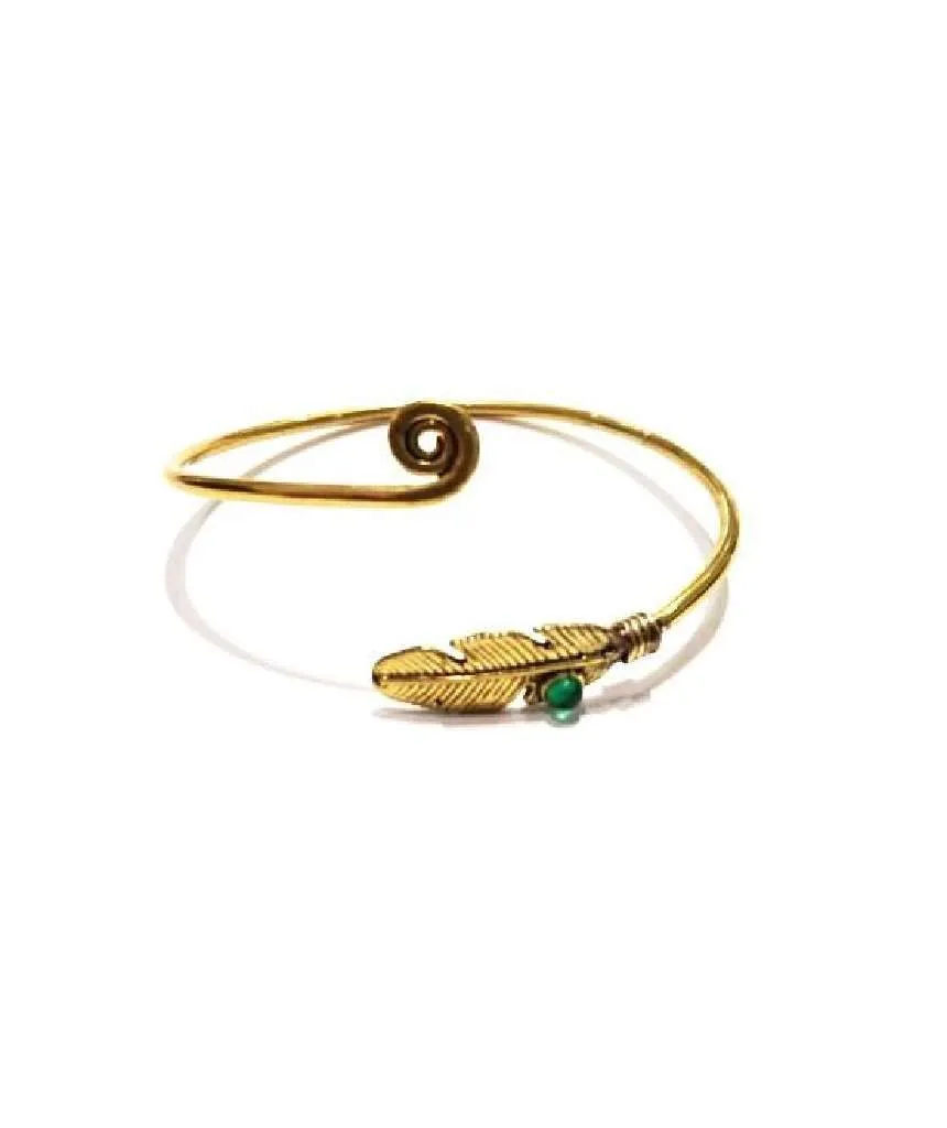 Curl Up Feather Bangle Bracelet