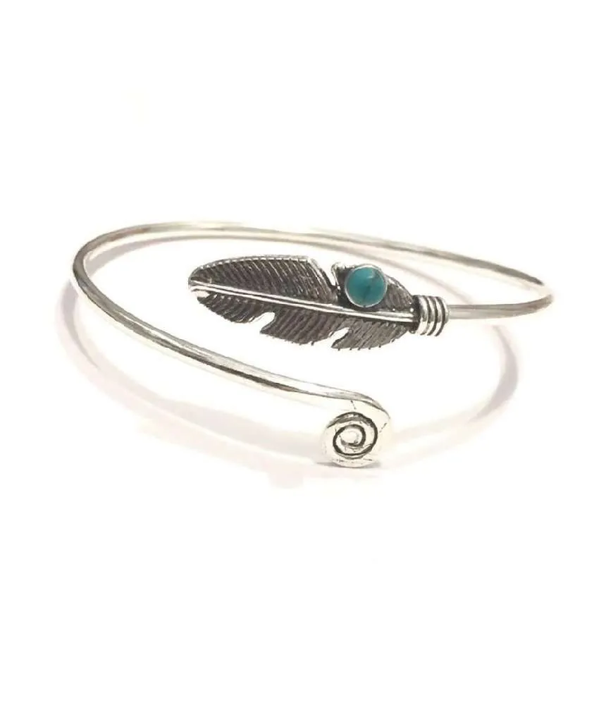 Curl Up Feather Bangle Bracelet