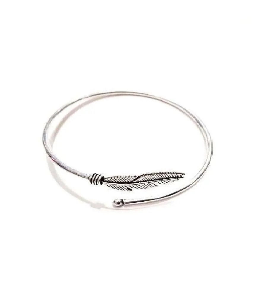 Curl Up Feather Bangle Bracelet