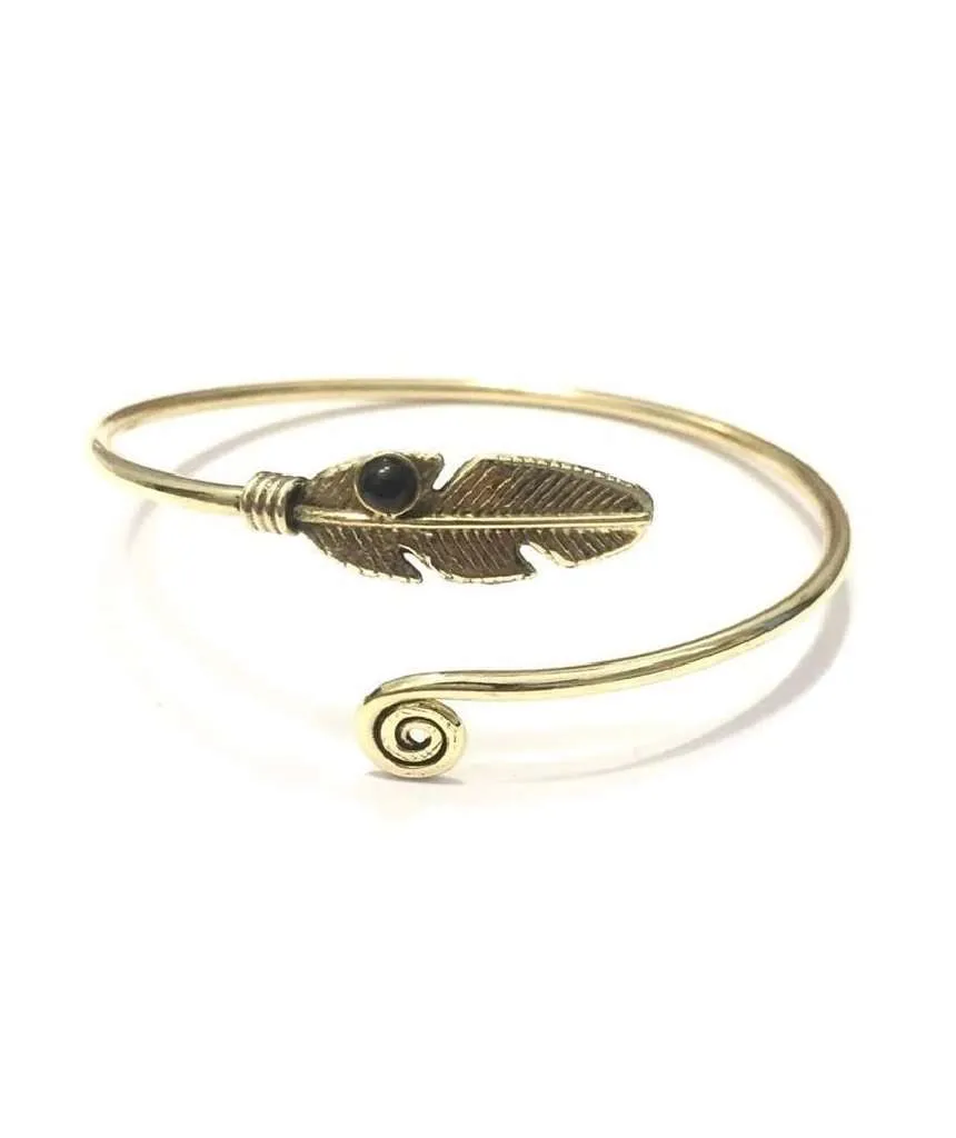 Curl Up Feather Bangle Bracelet