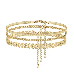 Dainty Cuban Fishbone Herringbone Anklet