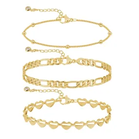 Dainty Heart Anklets Stack Summer Beach