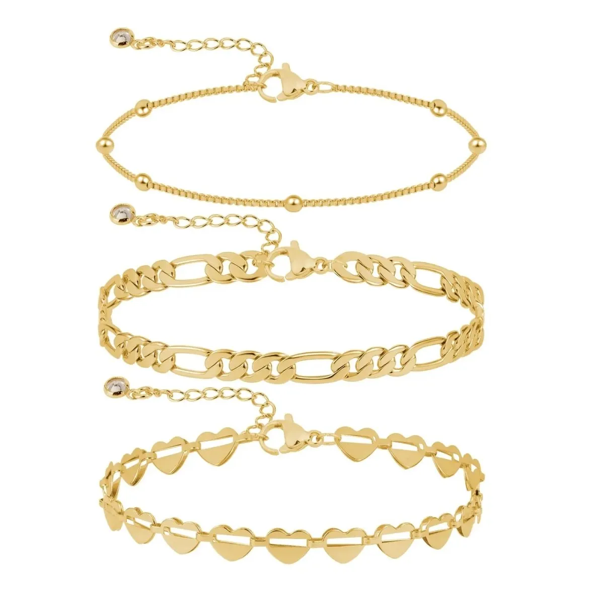 Dainty Heart Anklets Stack Summer Beach