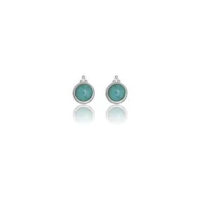 Diamonds by Georgini - Natural Turquoise and Two Natural Diamond December Earrings Silver