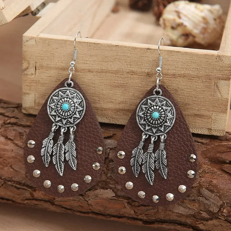 Dream Catcher Turquoise Earrings