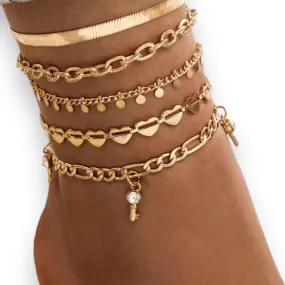 Enchanting Gold Stackable Anklet Sets
