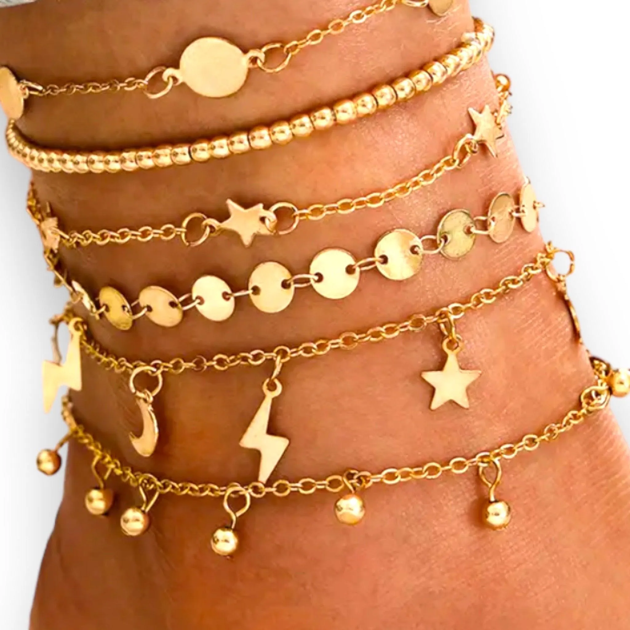 Enchanting Gold Stackable Anklet Sets