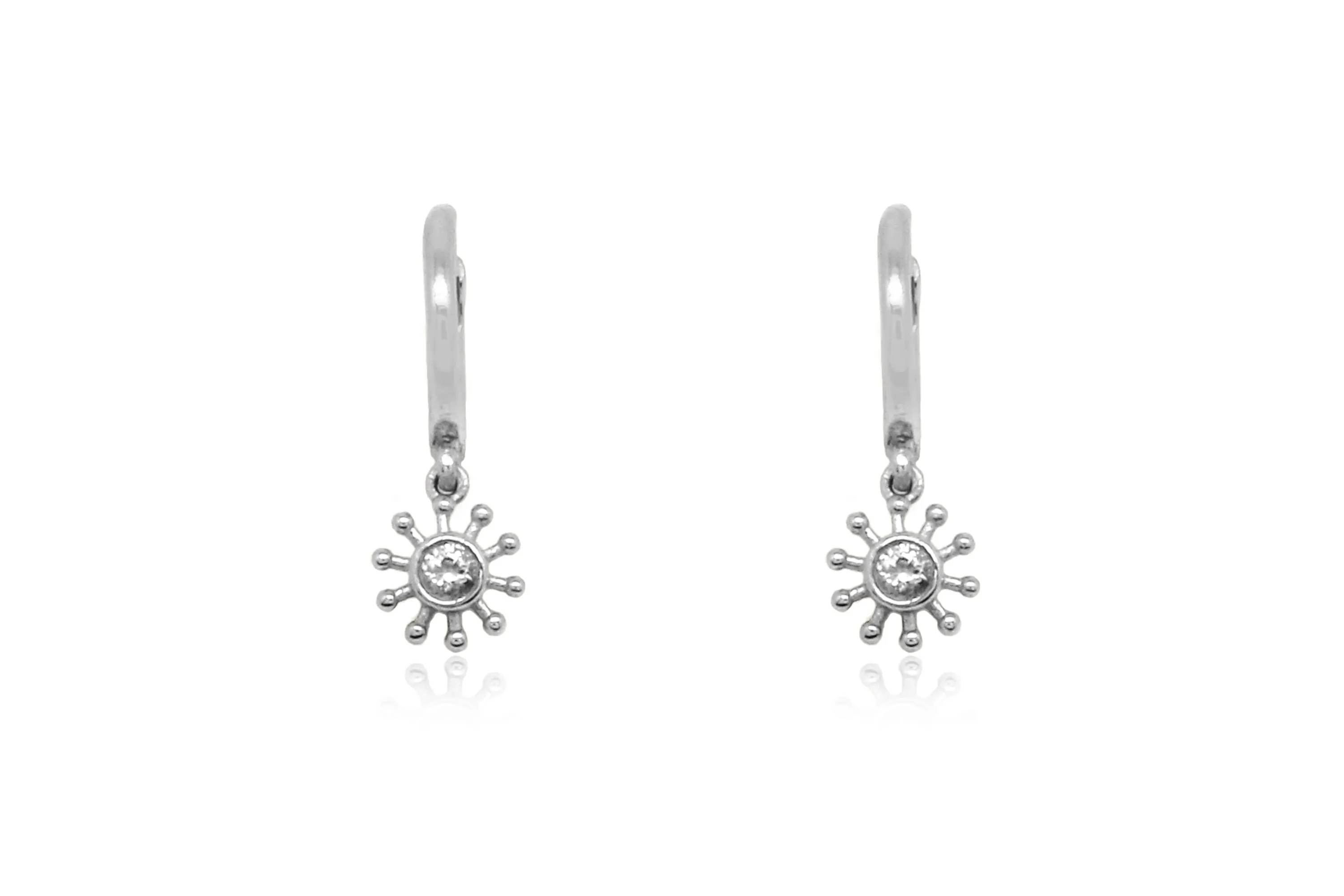 Field Clear Sunburst Sterling Silver Hoop Earrings