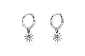 Field Clear Sunburst Sterling Silver Hoop Earrings