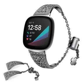 Fitbit Versa 3 / Sense shiny rhinestone watch band - Black