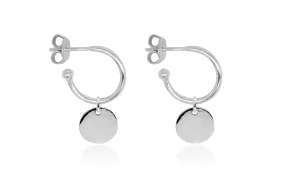 Garo Disc Charm Sterling Silver Hoop Earrings