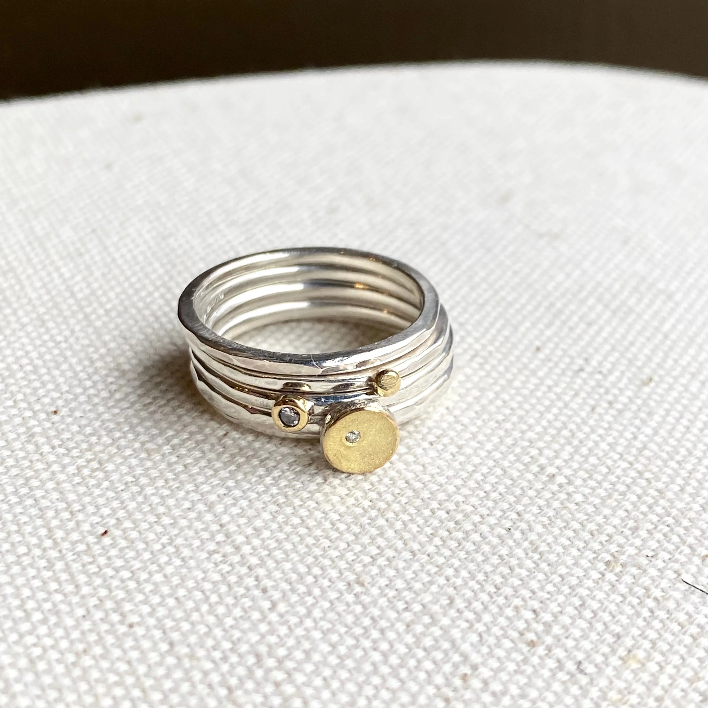 Gold And Silver Diamond Stacking Ring