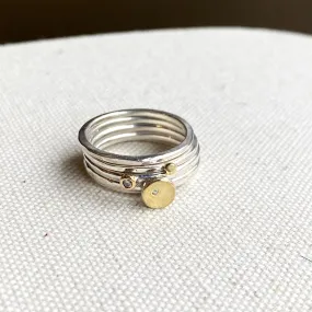 Gold And Silver Diamond Stacking Ring