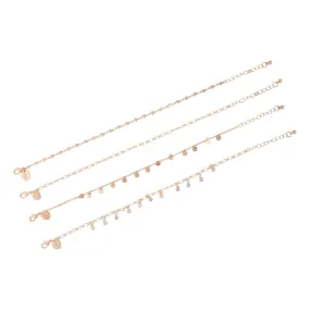 Gold Chain & Diamante Anklet 4-Pack