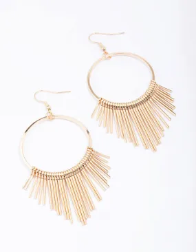 Gold Circle Waterfall Drop Earrings