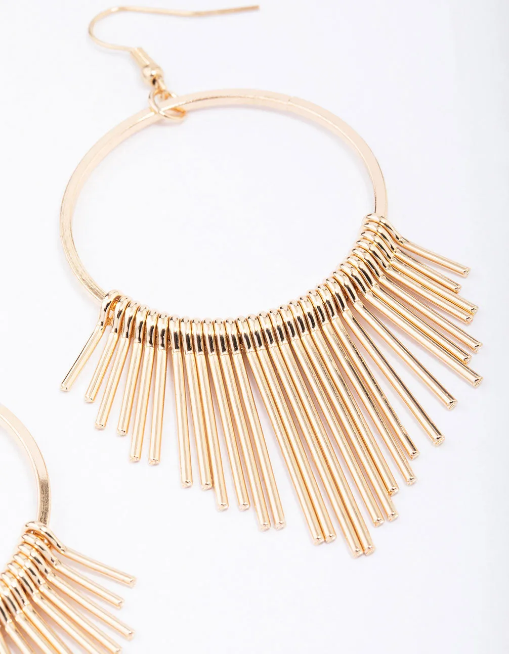 Gold Circle Waterfall Drop Earrings
