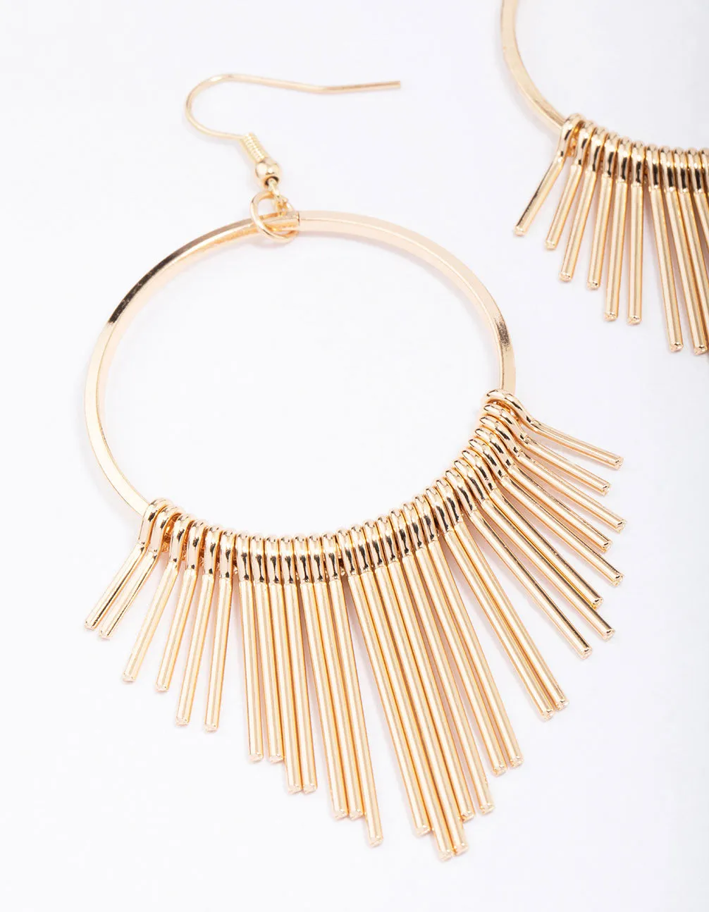 Gold Circle Waterfall Drop Earrings