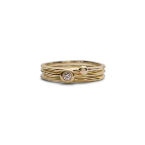 Gold Croí álainn diamond bubble 3 stack