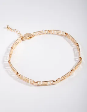 Gold Greek Key Anklet
