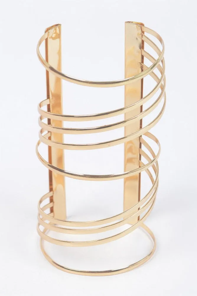 Gold Metal Spiral Cuff Bracelet
