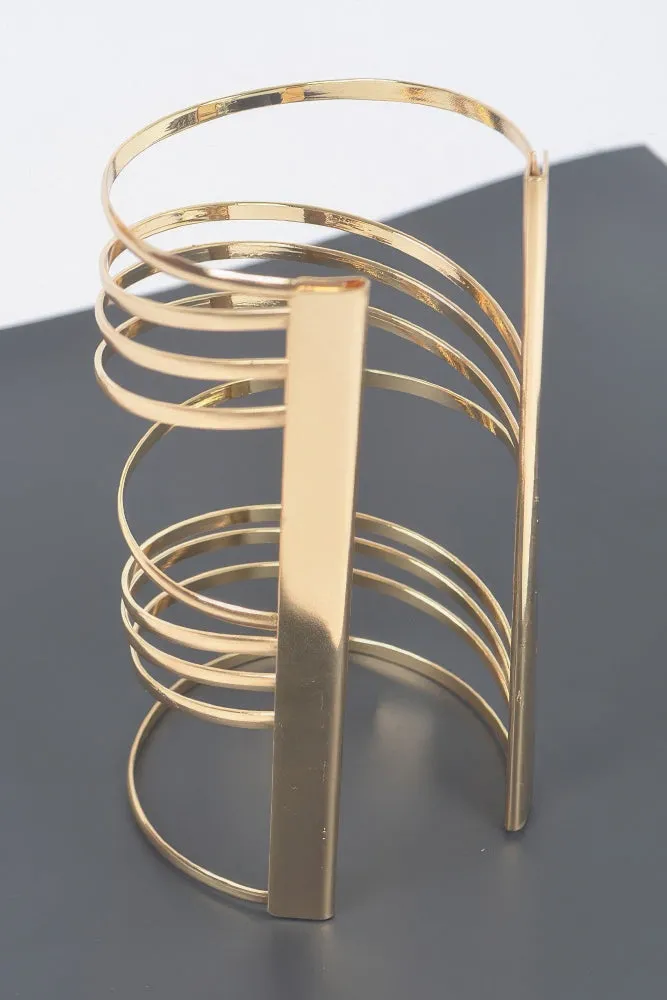 Gold Metal Spiral Cuff Bracelet