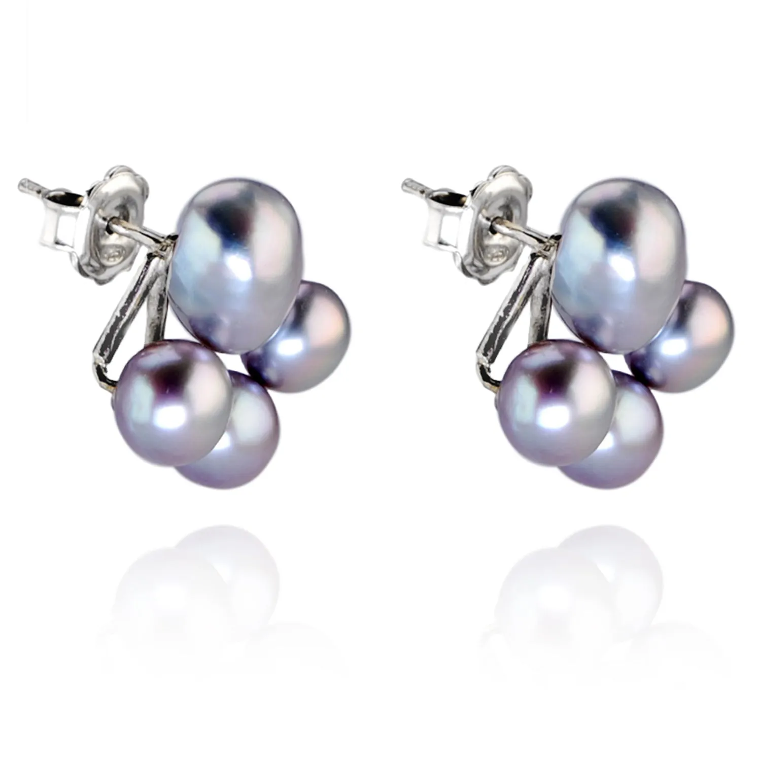 Grey Freshwater Pearl 'Cuff' Studs