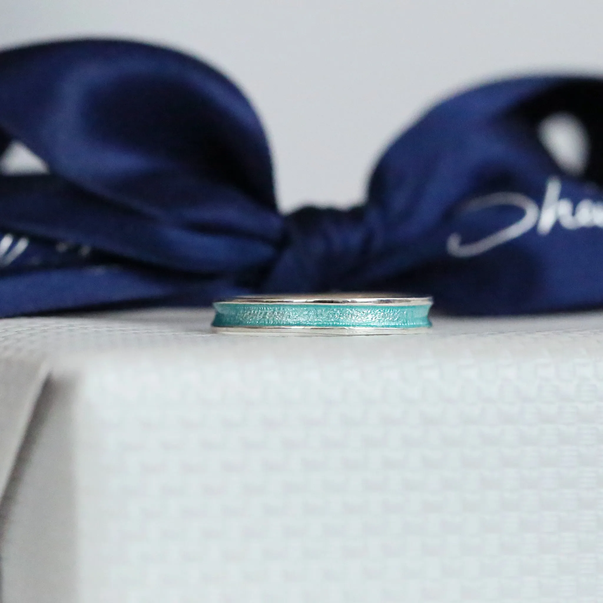 Halo Sterling Silver Ring in Green Enamel