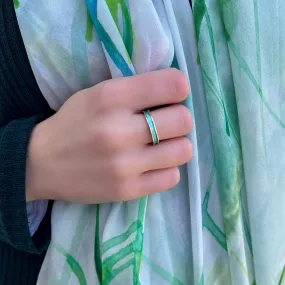 Halo Sterling Silver Ring in Green Enamel